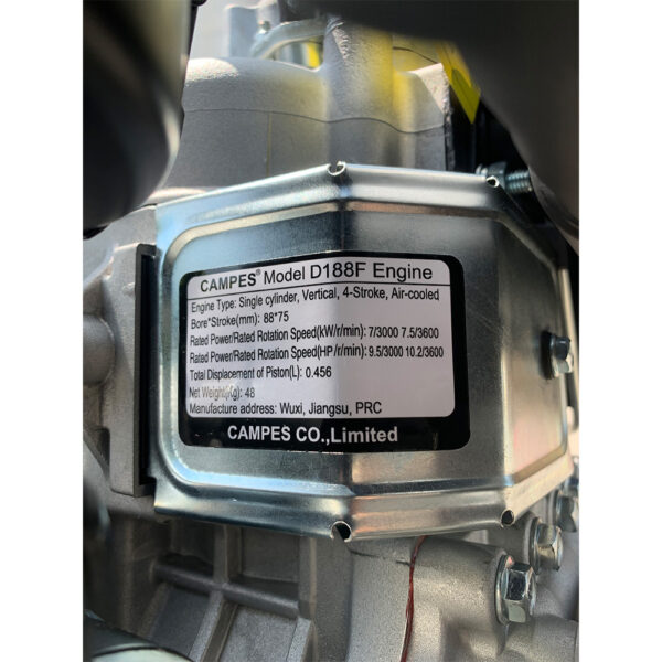 7.5kw single cylinder diesel engine nameplate label close up view