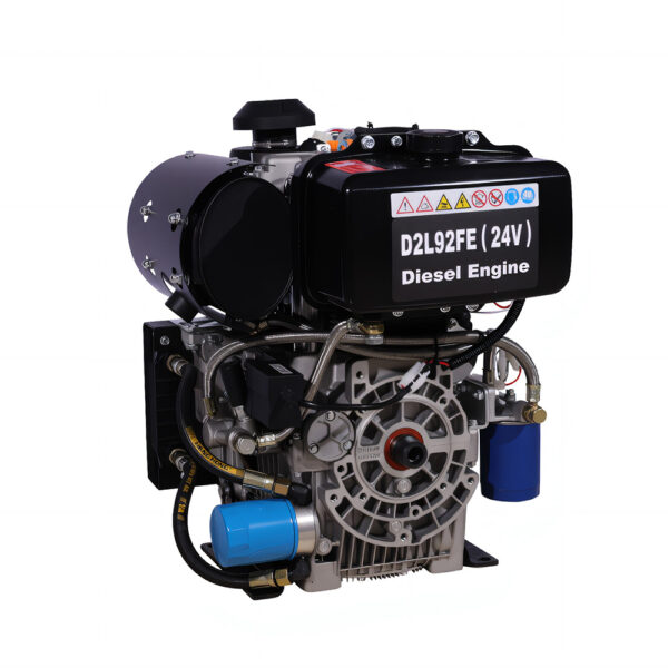 D2L92FE,15kw inline twin cylinder air-cooled diesel engine flange side view